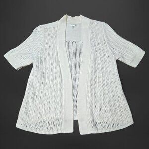Croft & Barrow White Crocheted Cardigan Shrug Sweater